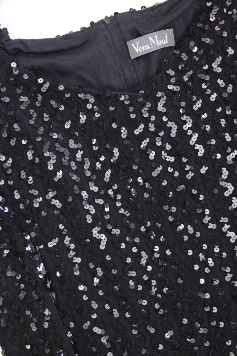 Vera Mont Abendkleid Gr. 38 Langarm mit Pailletten schwarz aus Polyamid