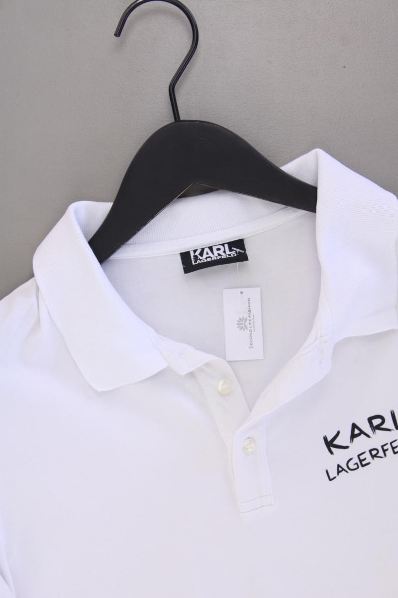 Karl Lagerfeld Poloshirt für Herren Gr. S Kurzarm weiß aus Baumwolle