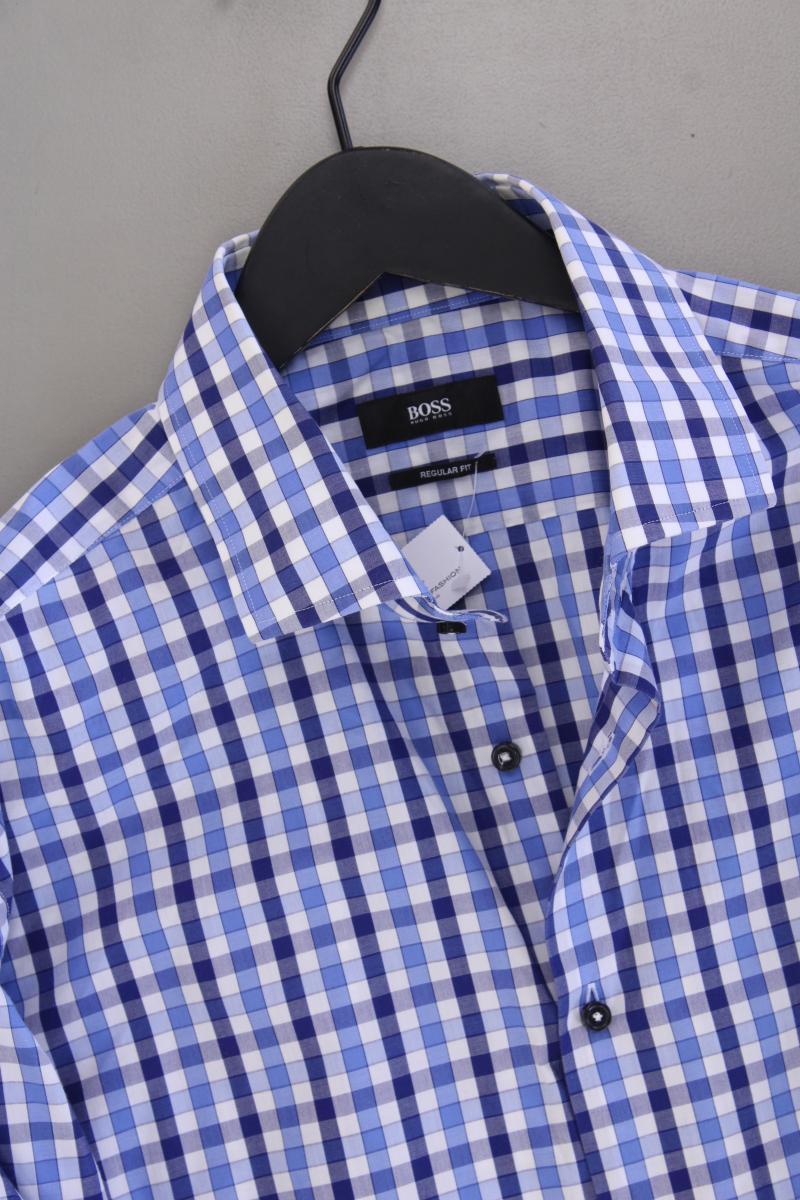 BOSS by Hugo Boss Karohemd für Herren Gr. Hemdgröße 43 kariert Langarm blau