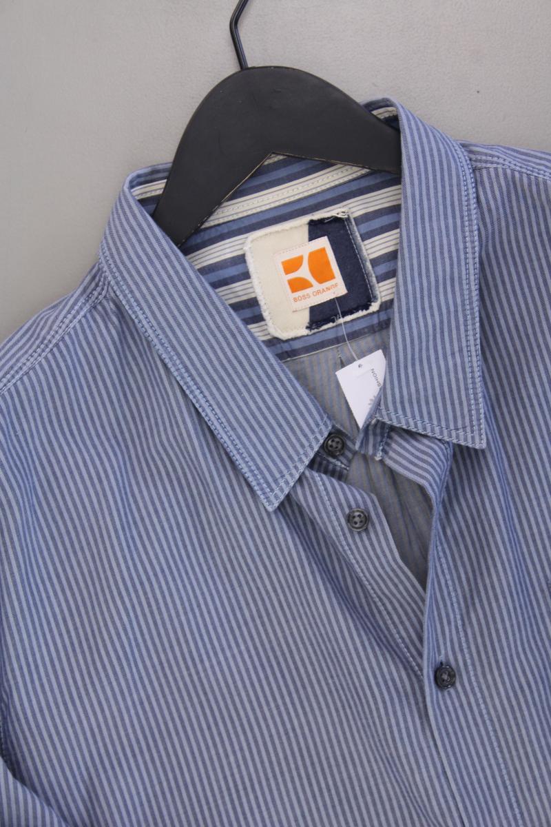 BOSS Orange Langarmhemd für Herren Gr. XXL gestreift blau aus Baumwolle