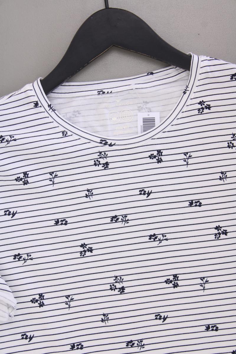 Tom Tailor Ringelshirt Gr. L gestreift Kurzarm weiß aus Baumwolle