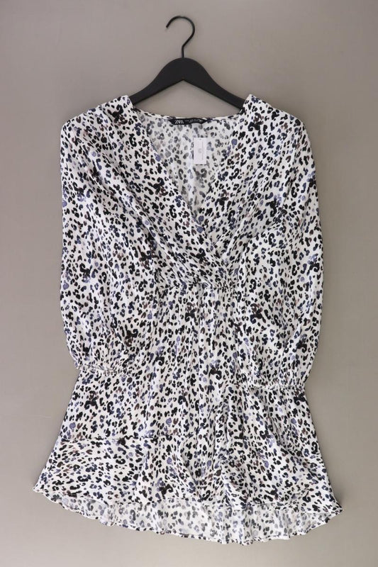 Zara Langarmkleid Gr. M mit Tierdruck weiß aus Polyester