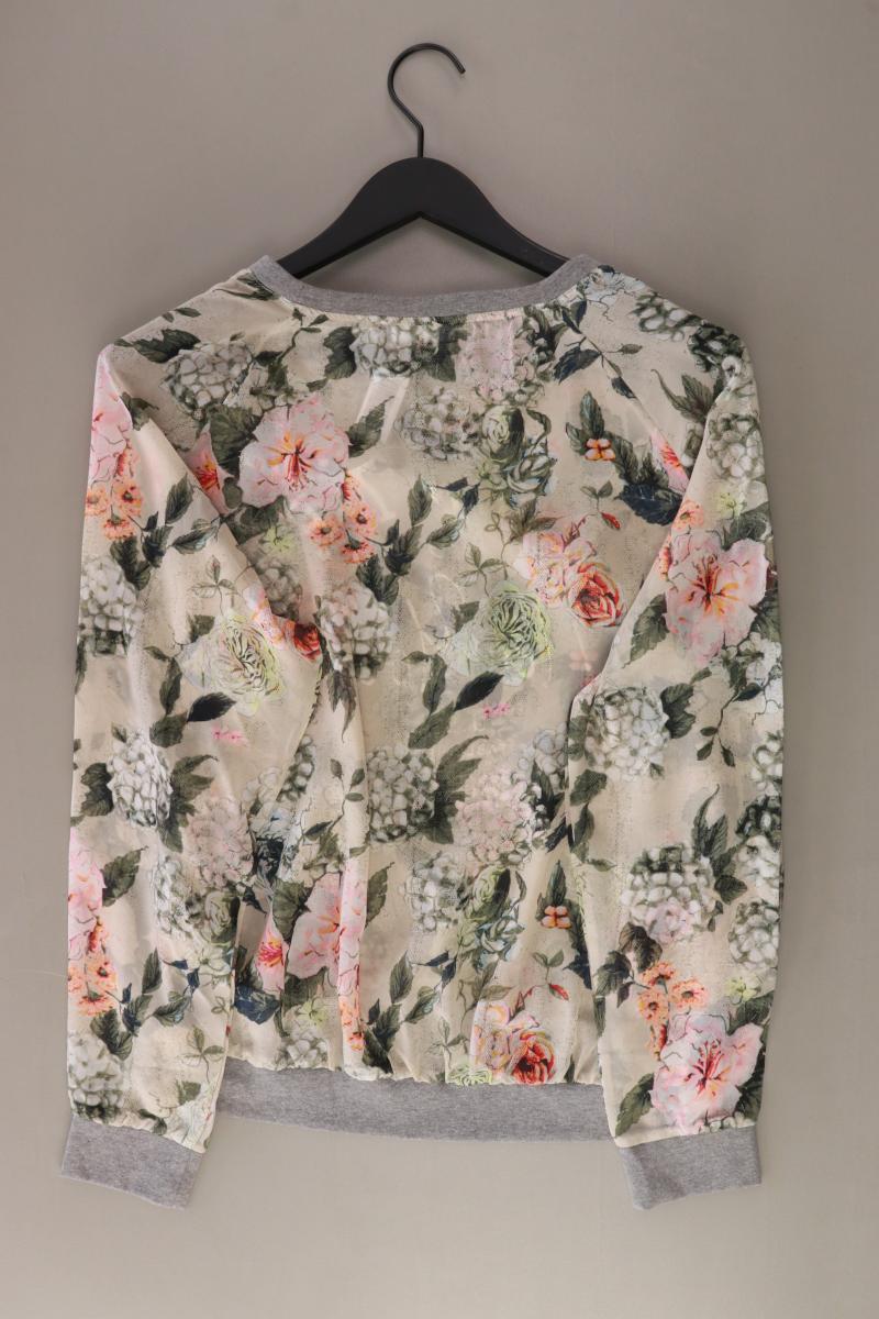 Only Longsleeve-Shirt Gr. 40 mit Blumenmuster Langarm grau aus Polyester