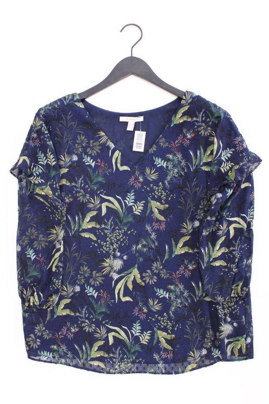 Esprit Chiffonbluse Gr. 40 mit Blumenmuster 3/4 Ärmel blau aus Polyester