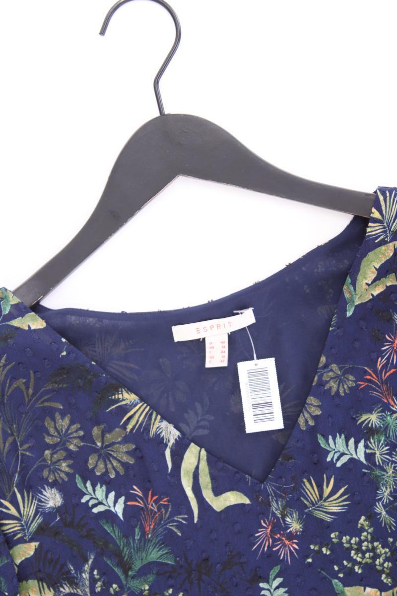 Esprit Chiffonbluse Gr. 40 mit Blumenmuster 3/4 Ärmel blau aus Polyester
