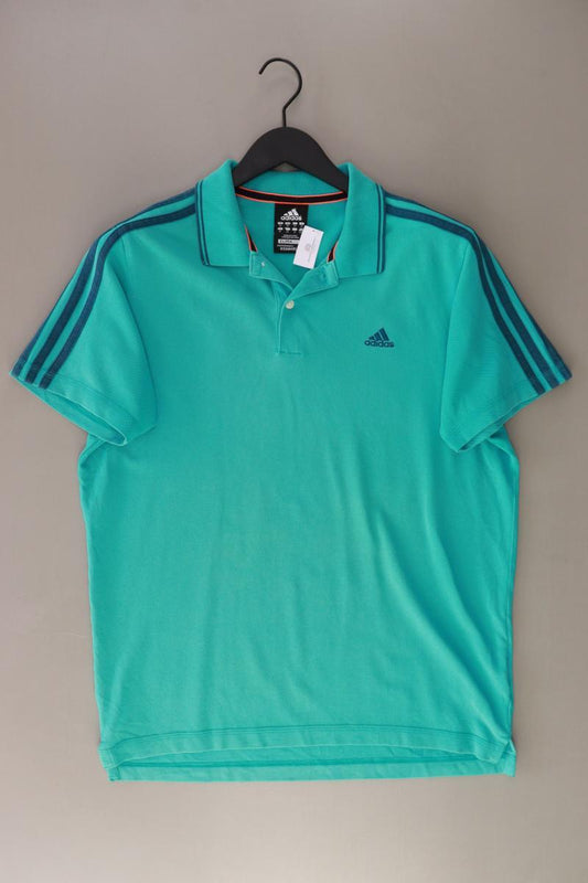 Adidas Sportshirt für Herren Gr. M Kurzarm türkis aus Baumwolle