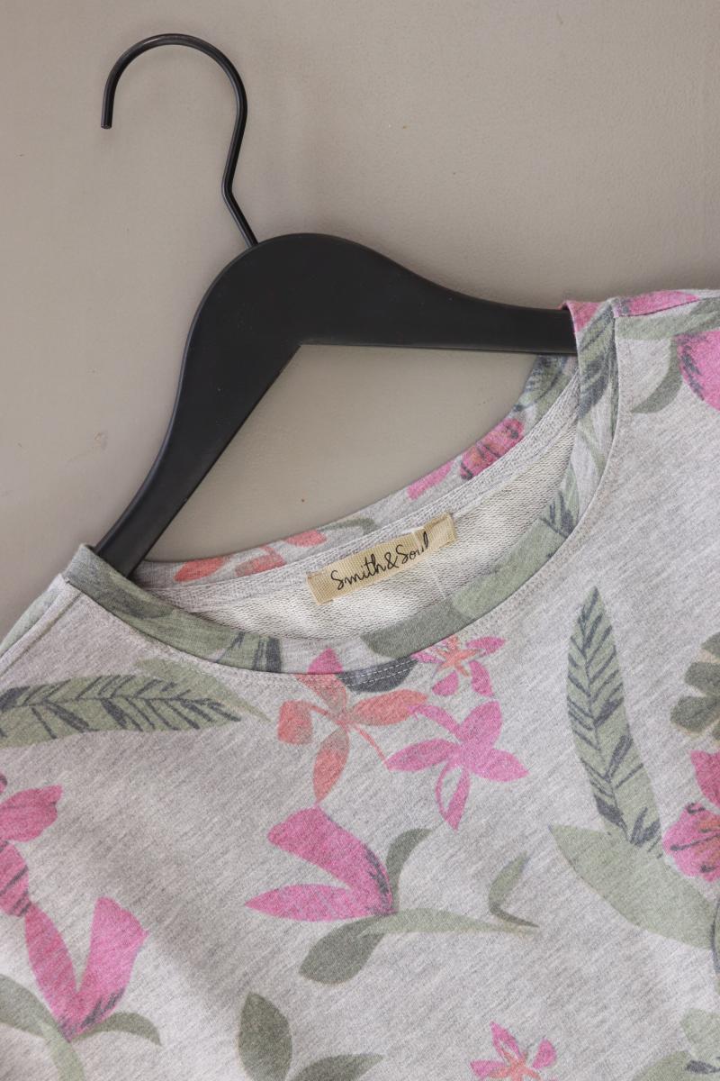 Smith & Soul Kurzarmkleid Gr. M mit Blumenmuster grau aus Baumwolle