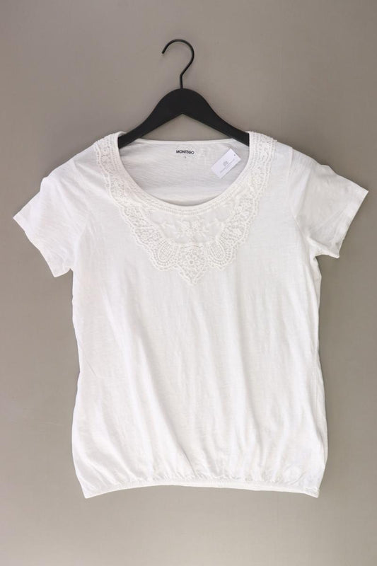 Montego T-Shirt Gr. L Kurzarm weiß aus Baumwolle