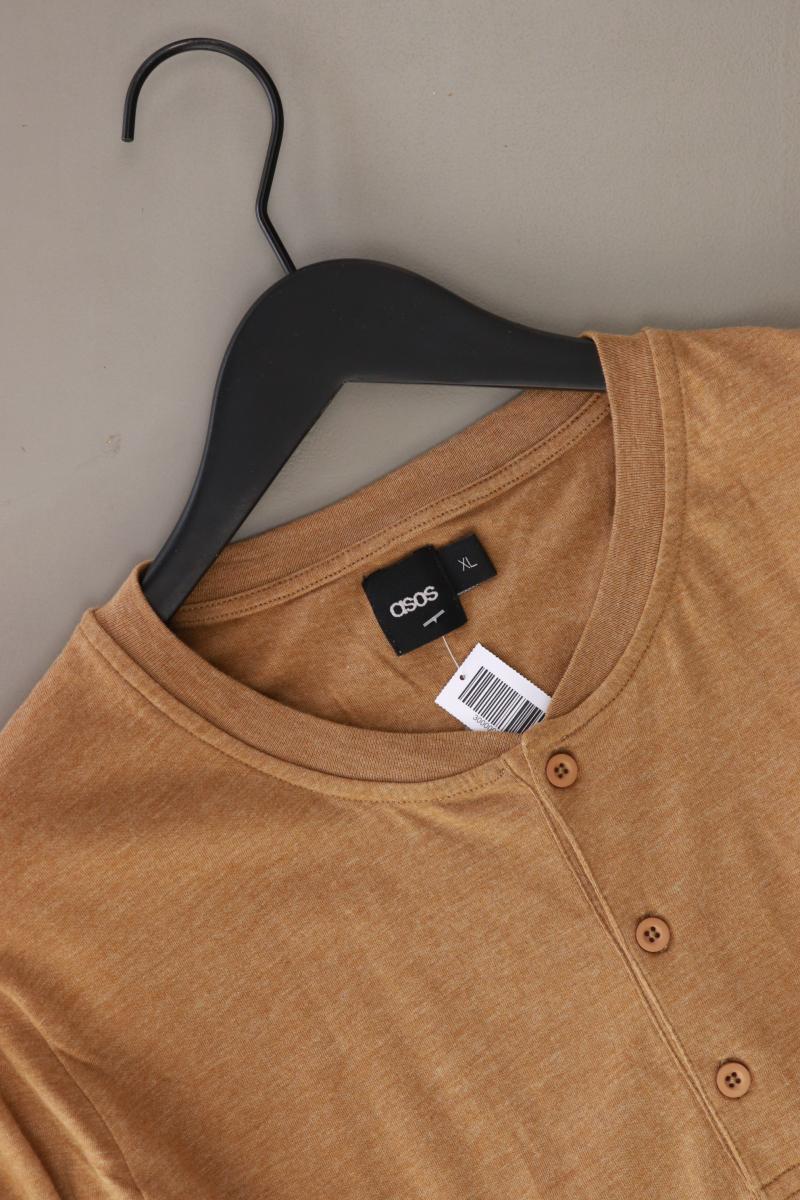 Asos T-Shirt für Herren Gr. XL Kurzarm braun aus Baumwolle