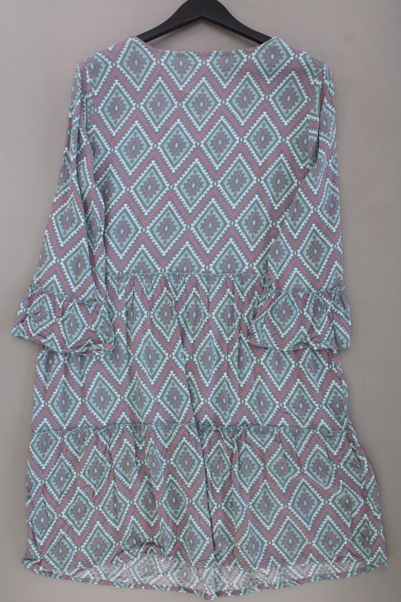 Seasons Kleid Gr. S/M geometrisches Muster Trompetenärmel blau aus Viskose