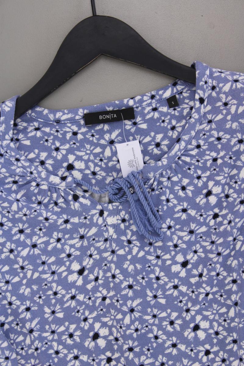 Bonita Printshirt Gr. S mit Blumenmuster neuwertig Langarm blau aus Viskose