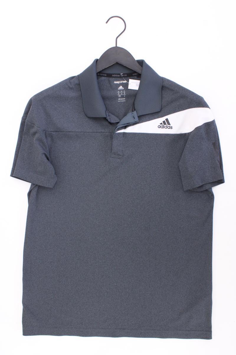 Adidas Poloshirt für Herren Gr. M Kurzarm grau aus Polyester