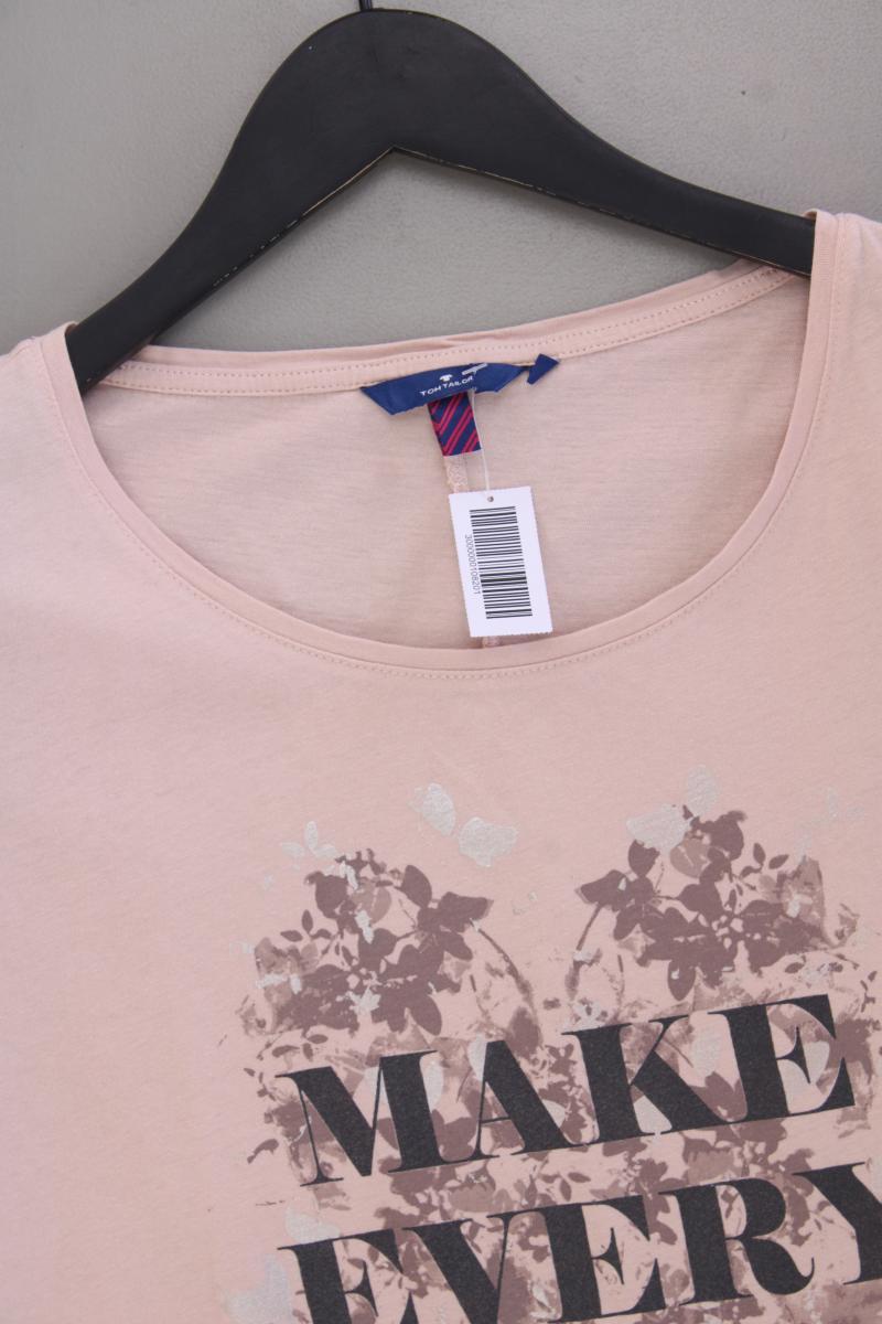 Tom Tailor Printshirt Gr. L Kurzarm rosa aus Baumwolle