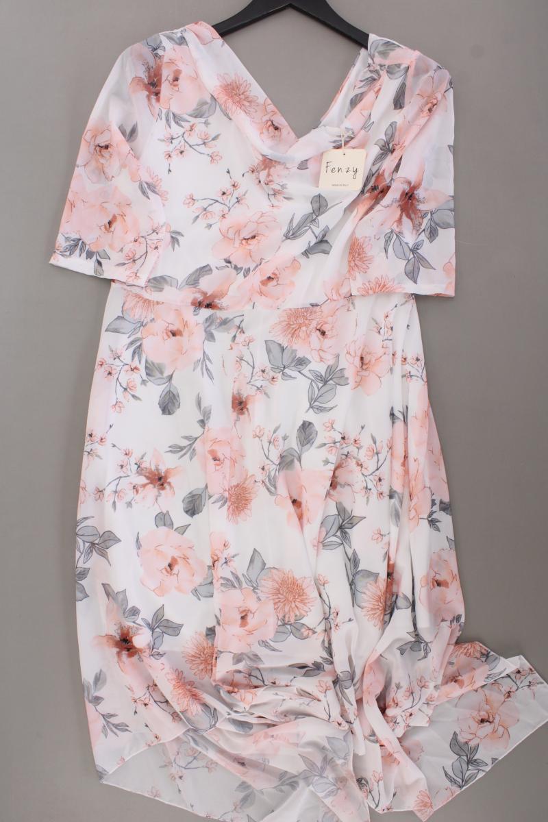 Fenzy Chiffonkleid Gr. M mit Blumenmuster neu mit Etikett Kurzarm weiß