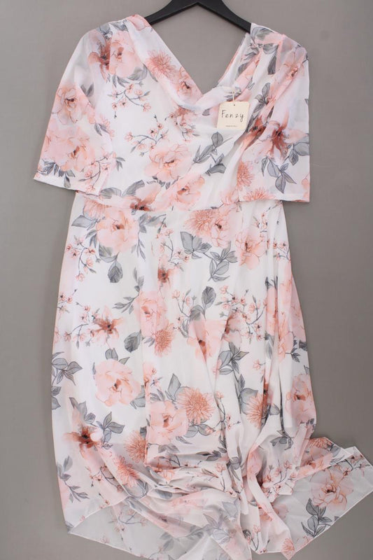 Fenzy Chiffonkleid Gr. M mit Blumenmuster neu mit Etikett Kurzarm weiß