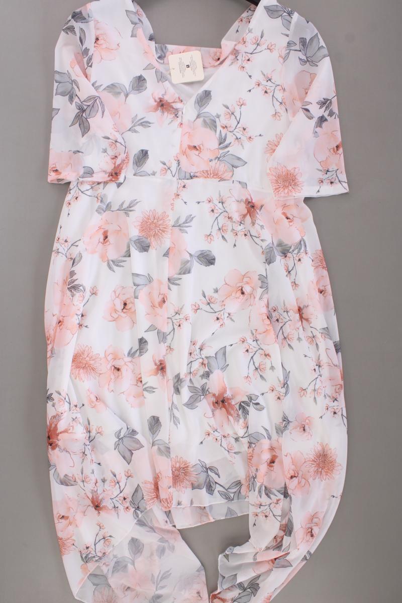 Fenzy Chiffonkleid Gr. M mit Blumenmuster neu mit Etikett Kurzarm weiß