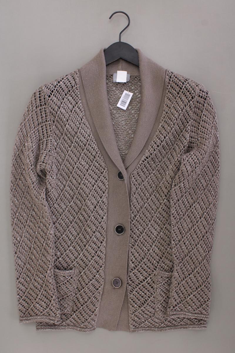 FAIR LADY Strickjacke Gr. 40 Langarm mit Glitzer grau aus Polyacryl