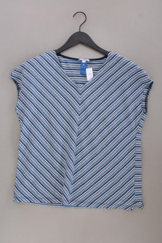 Street One Shirt mit V-Ausschnitt Gr. 40 geometrisches Muster Kurzarm blau