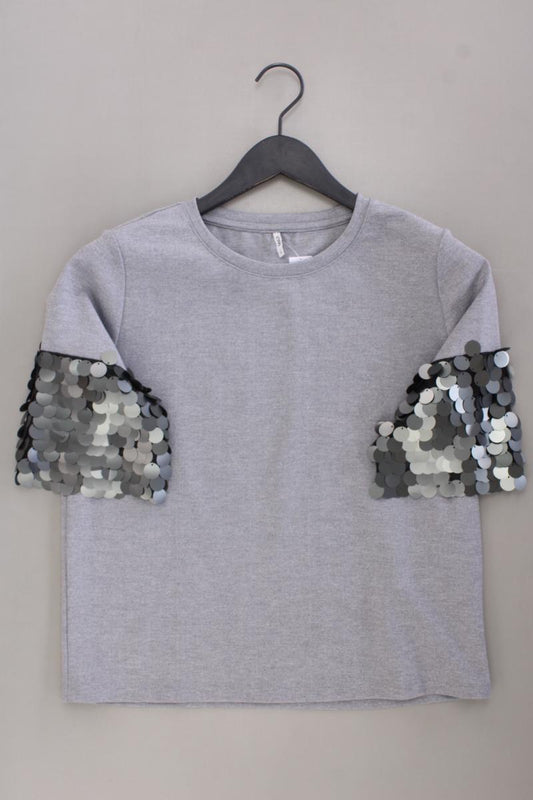 Only T-Shirt Gr. S Kurzarm mit Pailletten grau aus Polyester