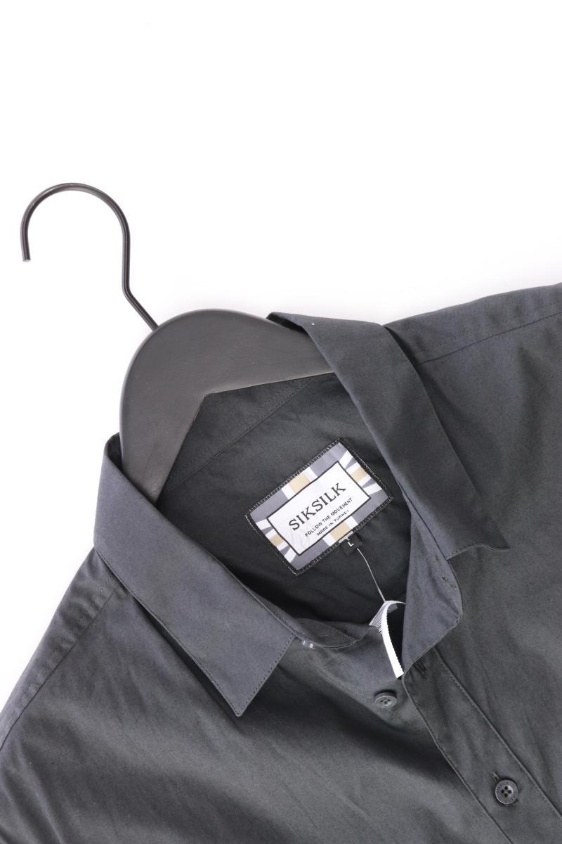 Siksilk Langarmhemd für Herren Gr. L grau aus Baumwolle