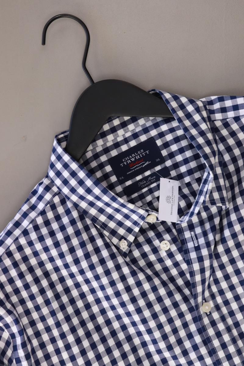 CHARLES TYRWHITT Karohemd für Herren Gr. XL kariert Langarm blau aus Baumwolle