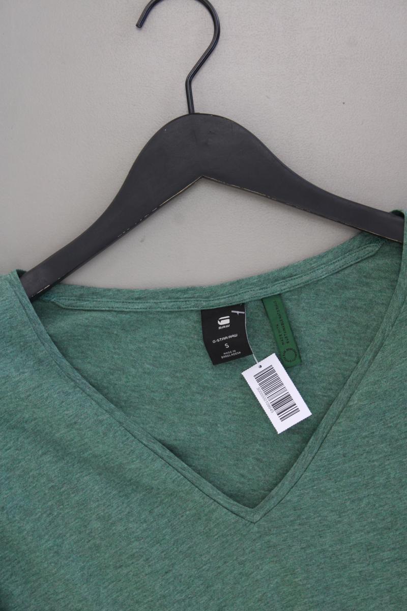 G-Star RAW Shirt mit V-Ausschnitt Gr. S Langarm grün aus Baumwolle