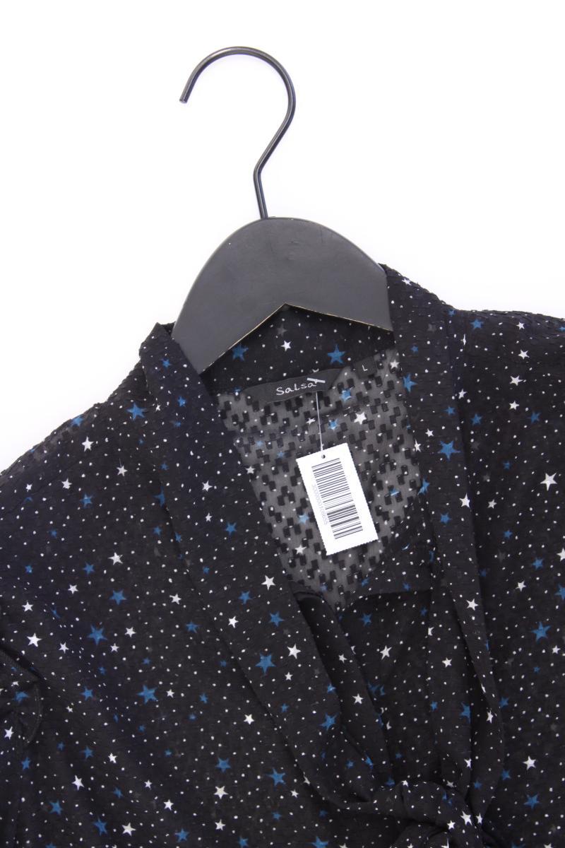 Salsa Bluse mit Sternenmuster Gr. L Langarm schwarz aus Polyester