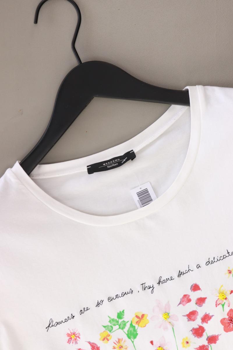 Weekend Max Mara Printshirt Gr. XL neuwertig Kurzarm weiß aus Viskose
