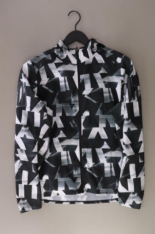 Adidas Sportjacke für Herren Gr. M geometrisches Muster grau aus Polyester