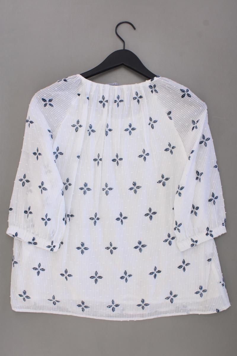 Zabaione Classic Bluse Gr. L mit Blumenmuster 3/4 Ärmel weiß aus Baumwolle