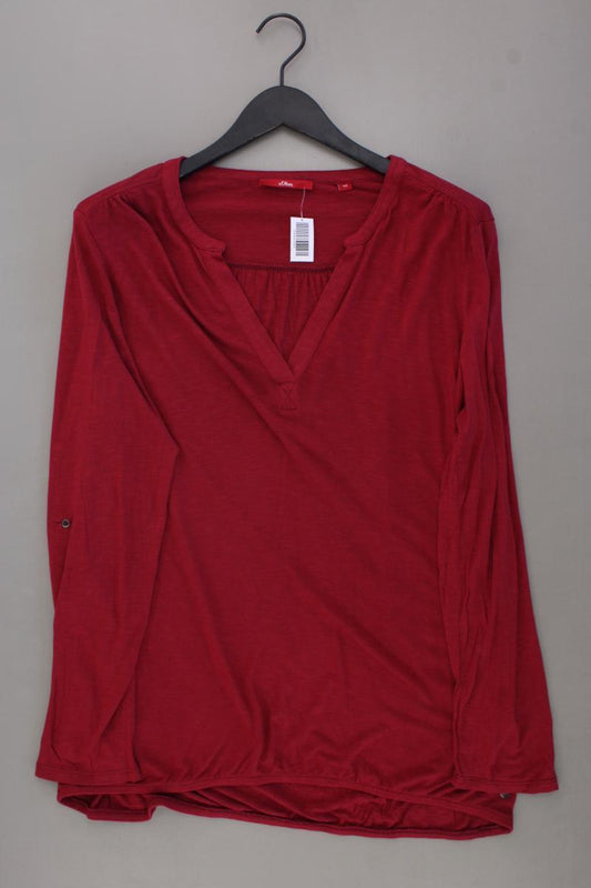 s.Oliver Shirt mit V-Ausschnitt Gr. 46 Langarm rot aus Viskose