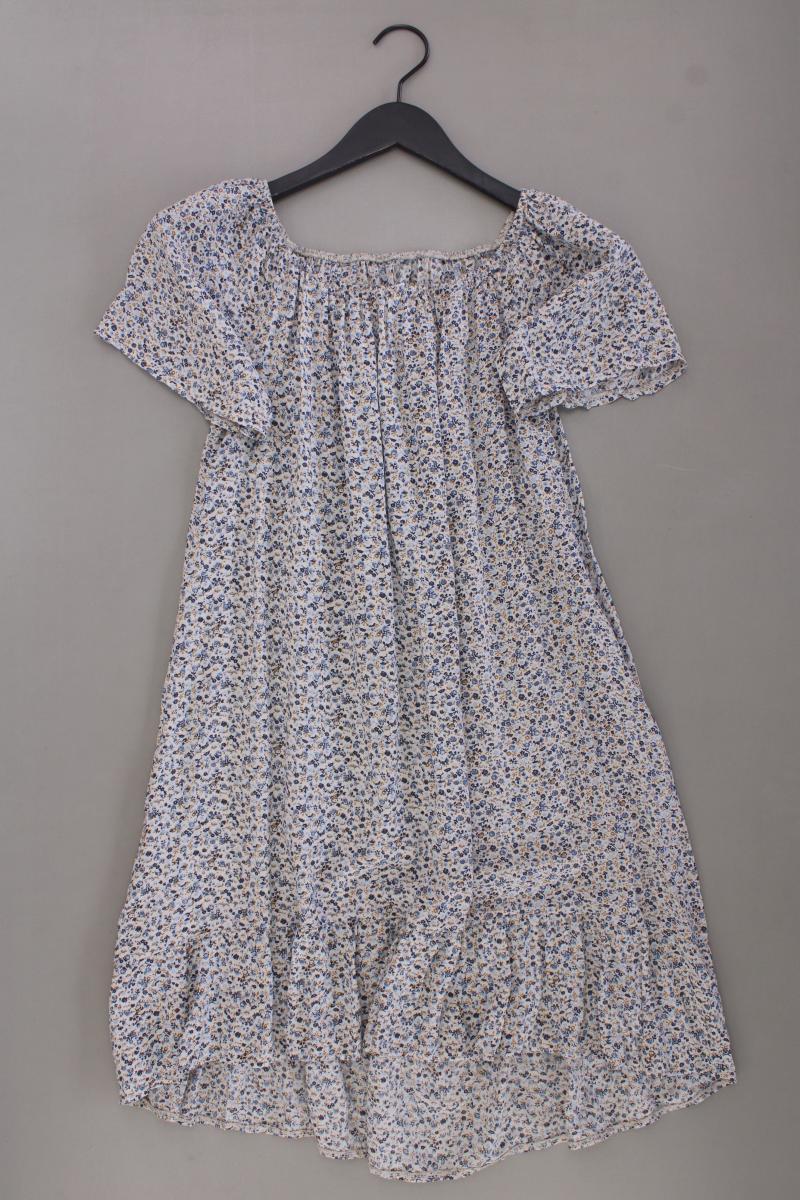 Kurzarmkleid Gr. M mit Blumenmuster mit Carmen-Ausschnitt blau