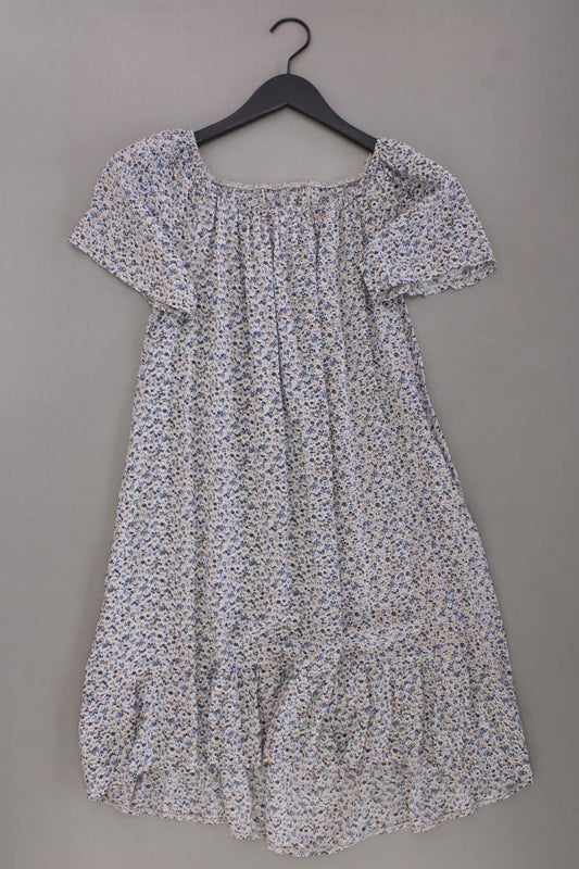 Kurzarmkleid Gr. M mit Blumenmuster mit Carmen-Ausschnitt blau
