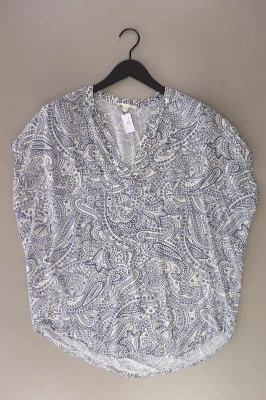 Esprit Kurzarmbluse Gr. M mit Paisleymuster blau aus Viskose