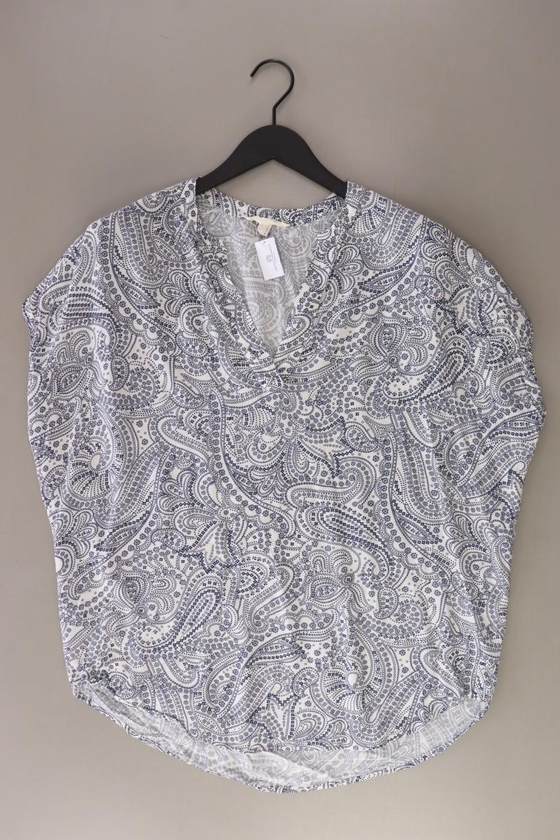Esprit Kurzarmbluse Gr. M mit Paisleymuster blau aus Viskose