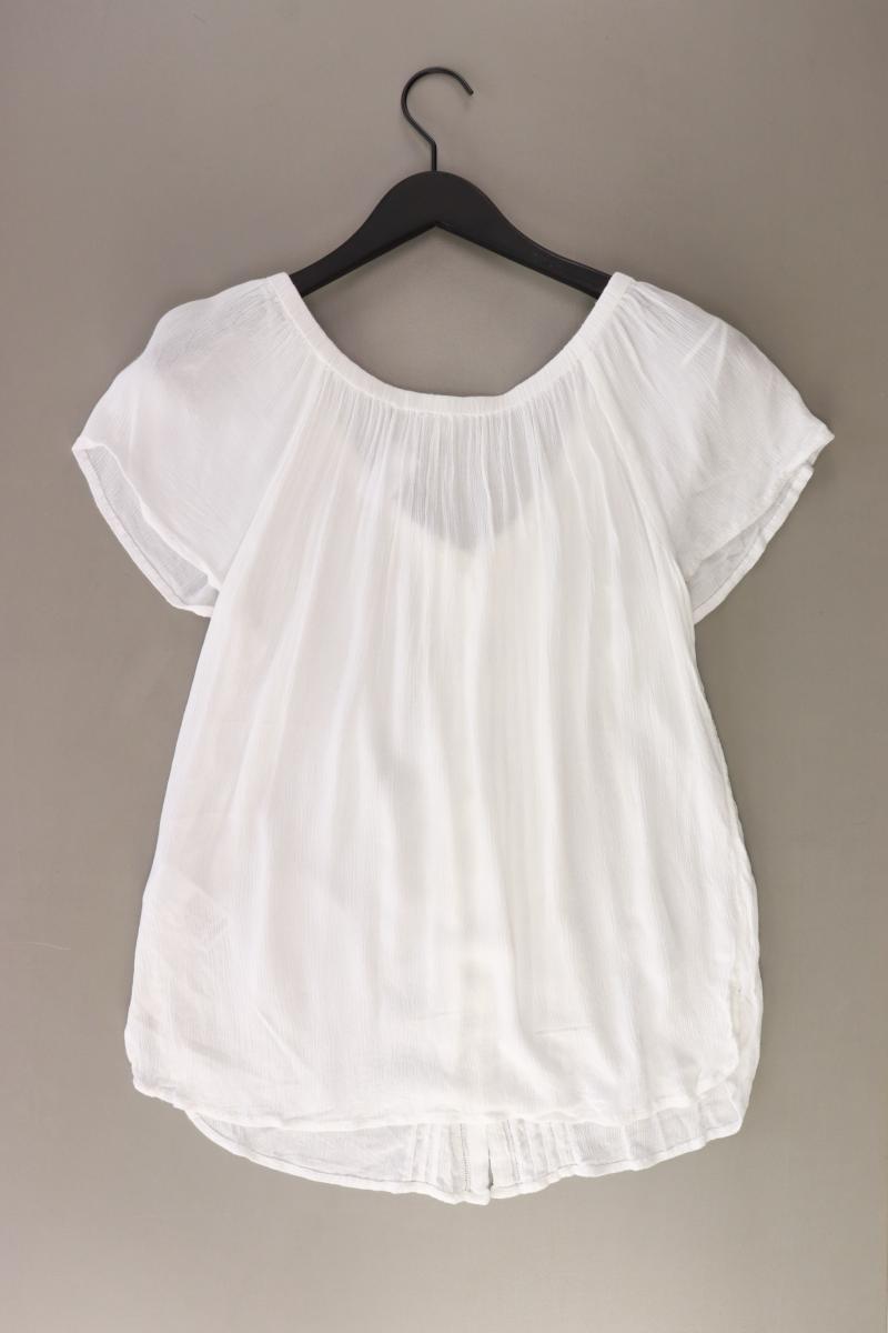 Esprit Kurzarmbluse Gr. L weiß aus Baumwolle