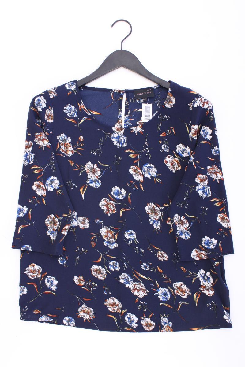 Only Classic Bluse Gr. 40 mit Blumenmuster 3/4 Ärmel blau aus Polyester