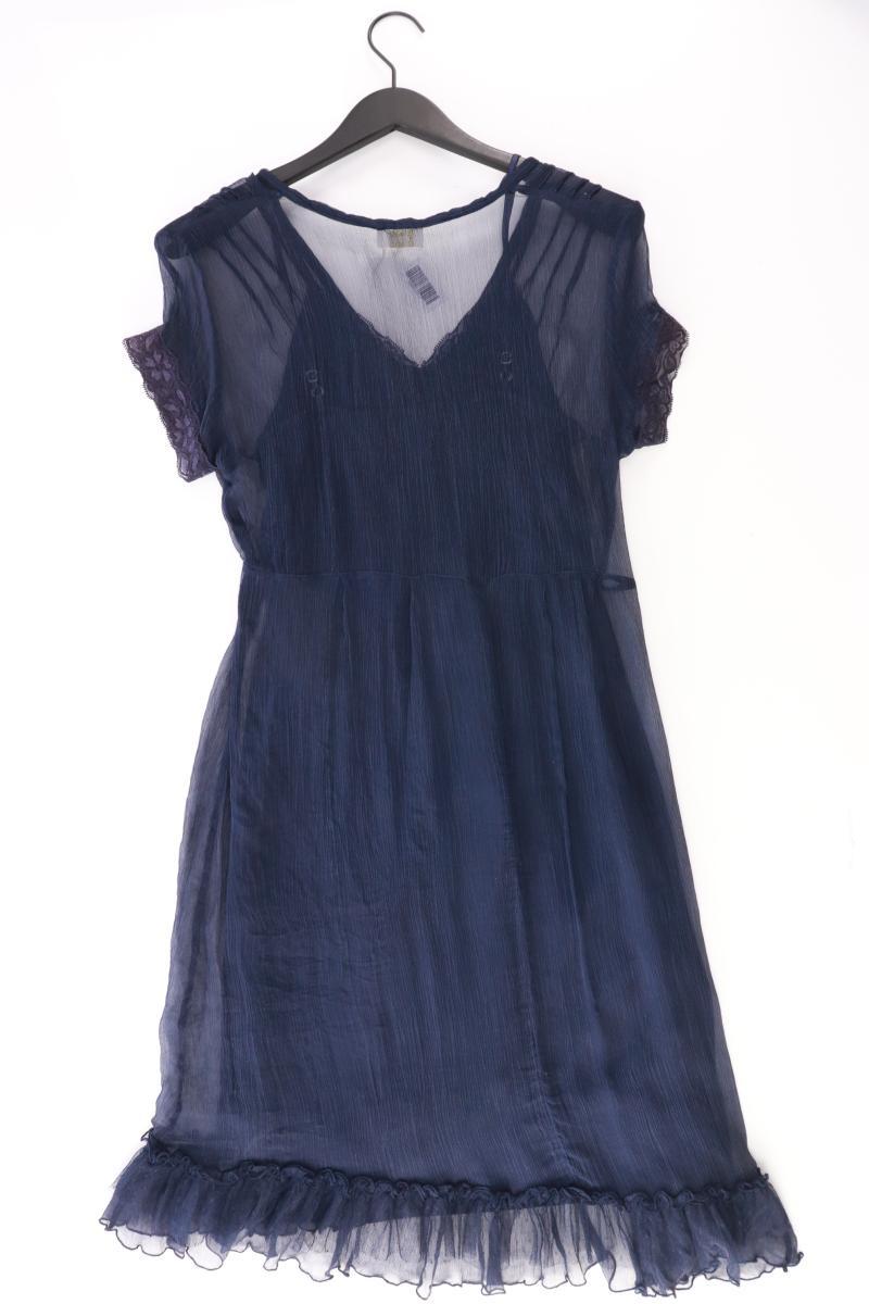 Oltre Chiffonkleid Gr. 38 Kurzarm blau aus Seide
