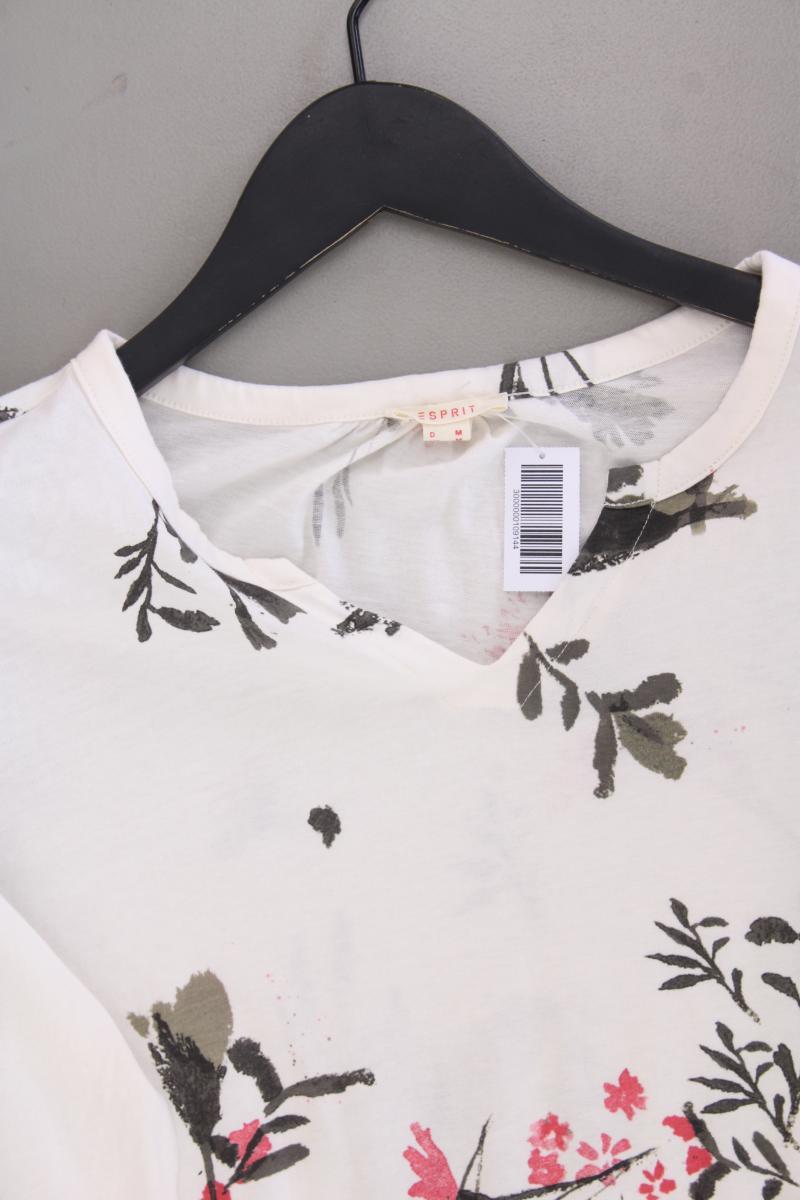 Esprit Printshirt Gr. M mit Blumenmuster Langarm weiß aus Baumwolle