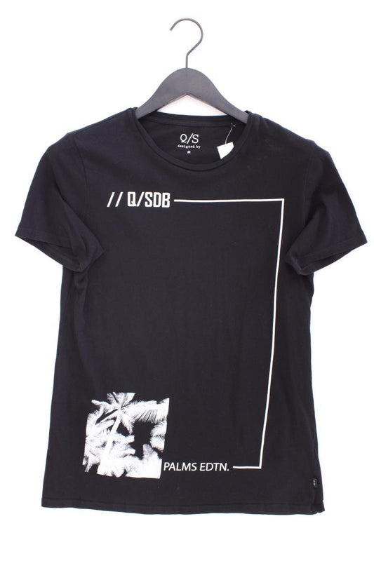 QS by s.Oliver T-Shirt für Herren Gr. M Kurzarm schwarz aus Baumwolle