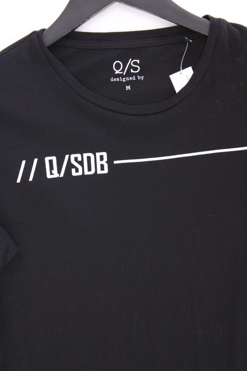 QS by s.Oliver T-Shirt für Herren Gr. M Kurzarm schwarz aus Baumwolle