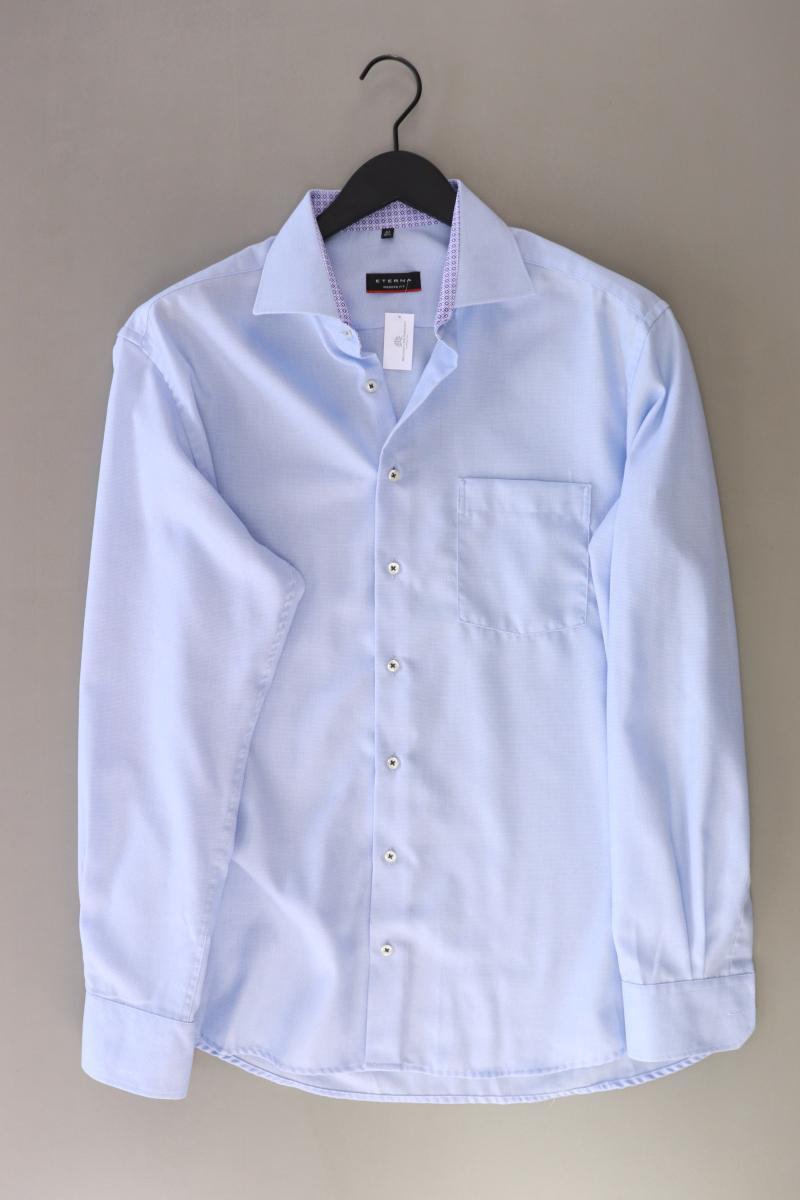 Eterna Langarmhemd für Herren Gr. Hemdgröße 42 blau aus Baumwolle
