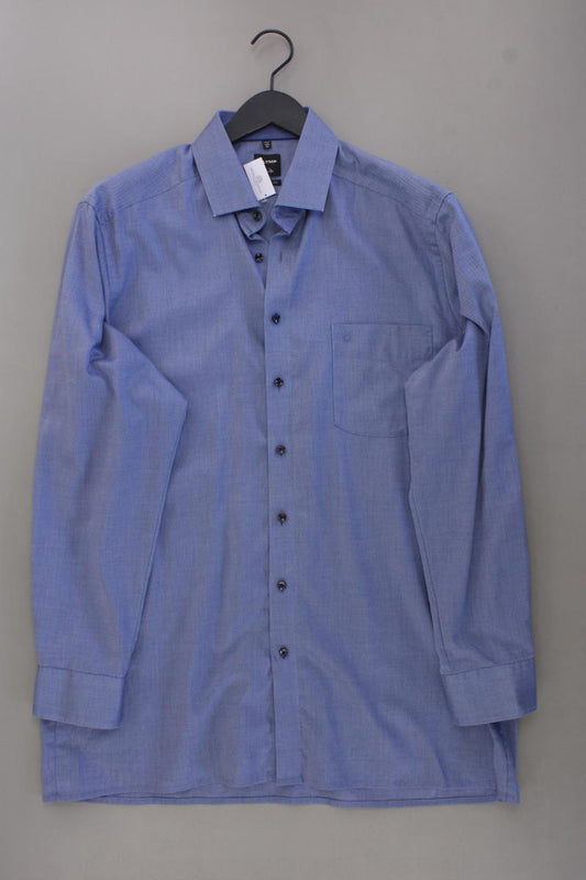 Olymp Langarmhemd für Herren Gr. Hemdgröße 44 blau aus Baumwolle