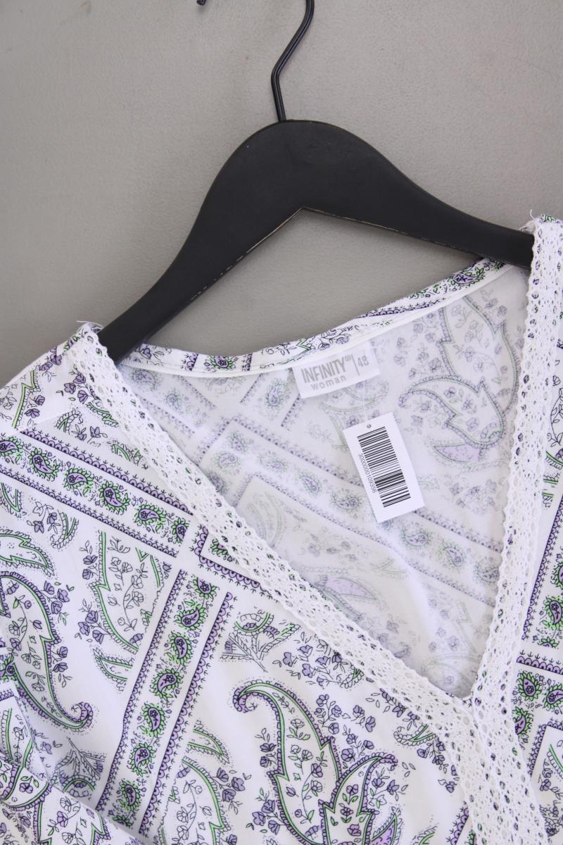 Infinity Woman Kleid Gr. 48 mit Paisleymuster 3/4 Ärmel weiß