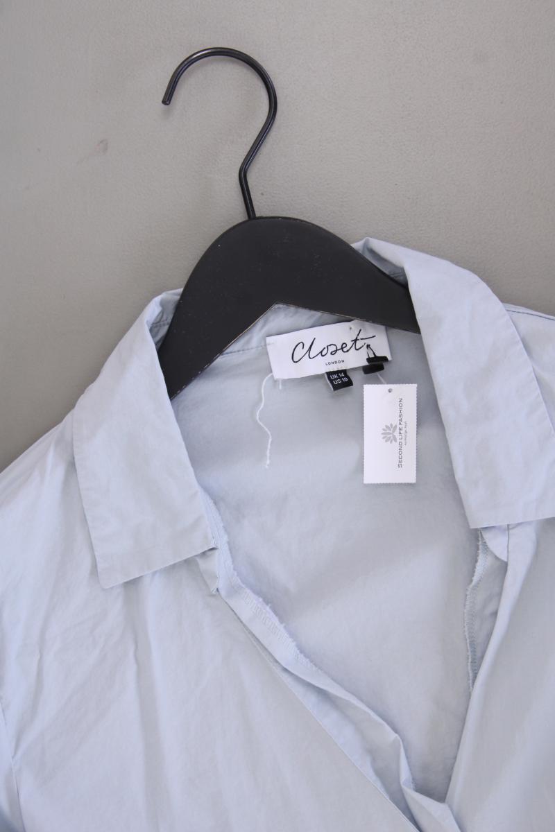 Closet. Langarmbluse Gr. UK 14 (M) blau aus Baumwolle