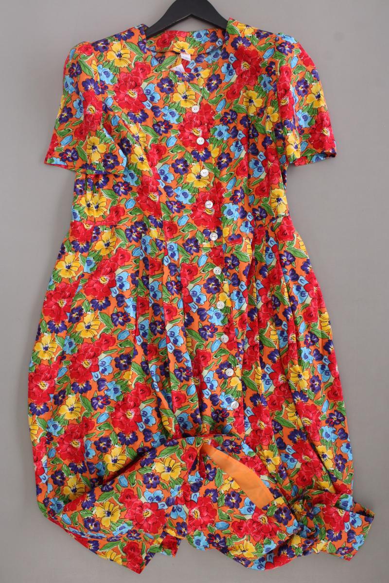 Vintage Kleid  Gr. Kurzgröße 20 mit Blumenmuster Kurzarm mehrfarbig