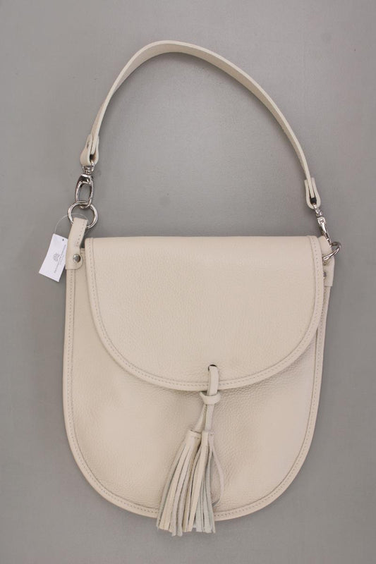 Schultertasche creme aus Leder
