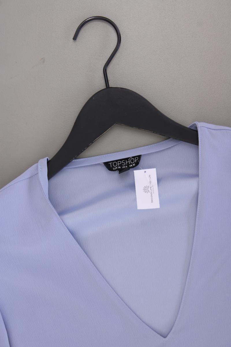 Topshop Classic Bluse Gr. 38 Trompetenärmel blau aus Polyester