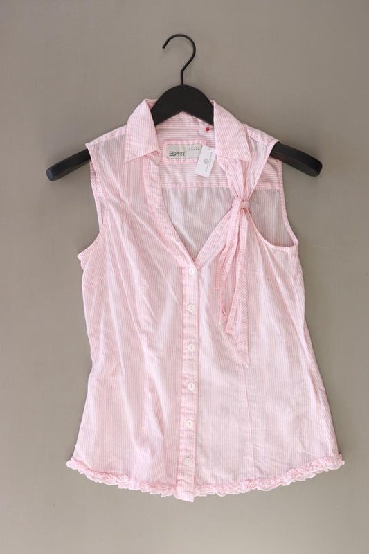 Esprit Rüschenbluse Gr. 36 gestreift Ärmellos rosa aus Baumwolle