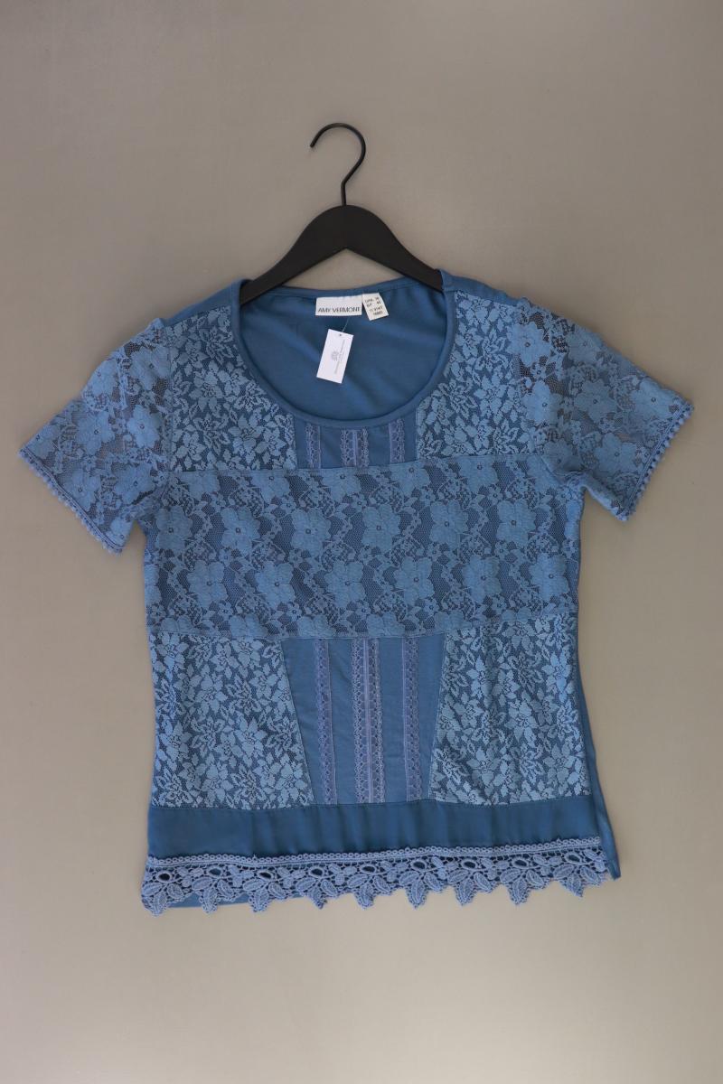 Amy Vermont Shirt mit Spitze Gr. 38 Kurzarm blau aus Viskose